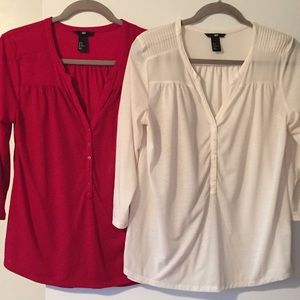 2Pack! H&M button front tees